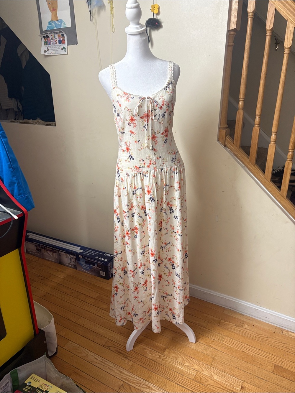 Caroline Constas floral linen blend maxi dress – size XS